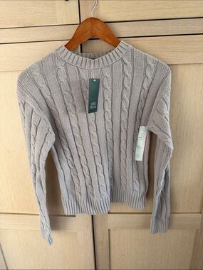 wild fable Taupe Cable-Knit Crewneck Sweater